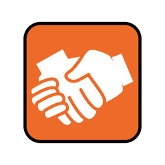 square button with shake hands icon vector illustration