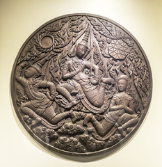Wooden Carving with the Celestial being in the Flight