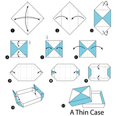 step by step instructions how to make origami A Thin Case.