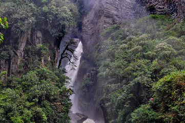 Pailon Del Diablo waterfall, in Banos de Agua Santa, Ecuador.