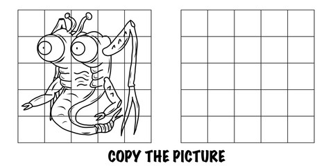Copy the picture. Crazy alien monster. An educational, fun activ