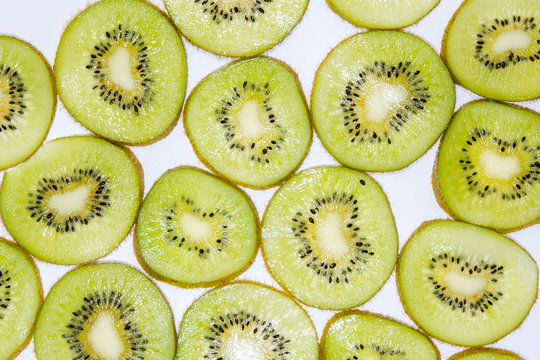Kiwi segments, texture of a kiwi.