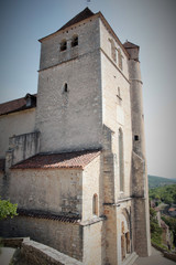 Fototapeta na wymiar Lot, clocher de l'église de Saint-Cirq Lapopie 