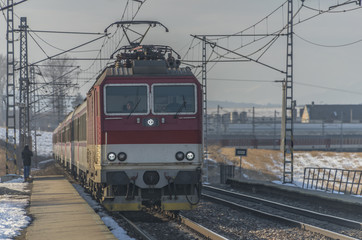 Fast train in station Spisske Tomasovce
