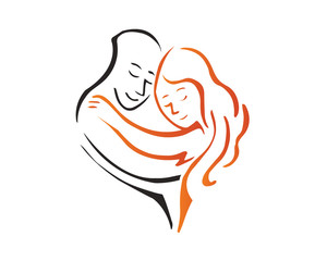 Elegant Intimate Romantic Couple Silhouette Illustration Logo