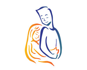 Elegant Intimate Romantic Couple Silhouette Illustration Logo