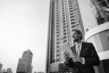 Businessman Walking Holding Table Concept