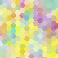 Fototapeta na wymiar Abstract background consisting of colorful hexagons. Geometric design for business presentations or web template banner flyer. Vector illustration. Yellow, pink, blue colors.