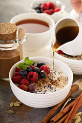 Quinoa porridge with raspberry and blueberry