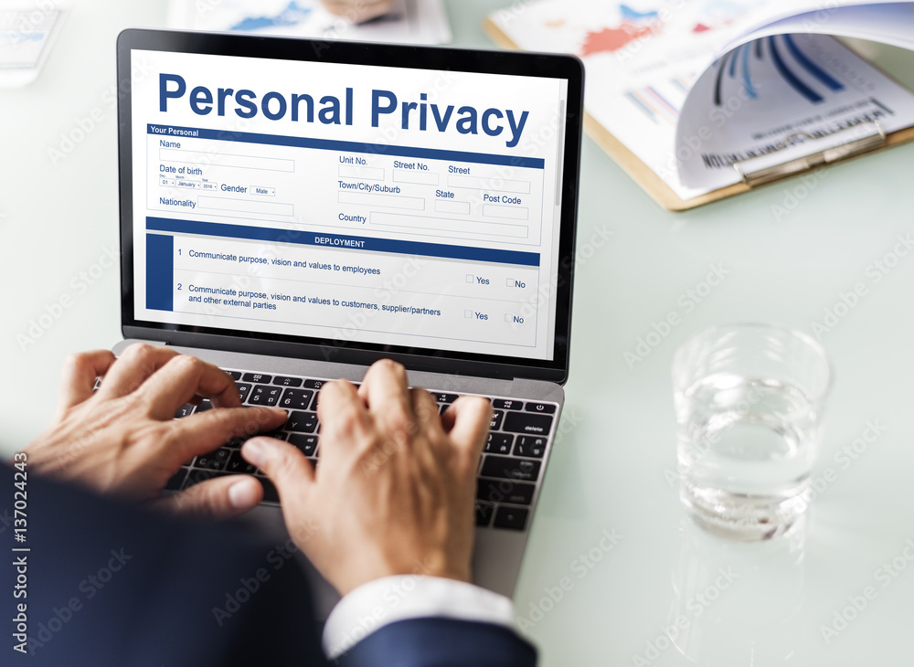 Poster personal privacy information data application form concept