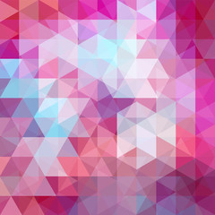 Geometric pattern, triangles vector background in pink tones. Illustration pattern