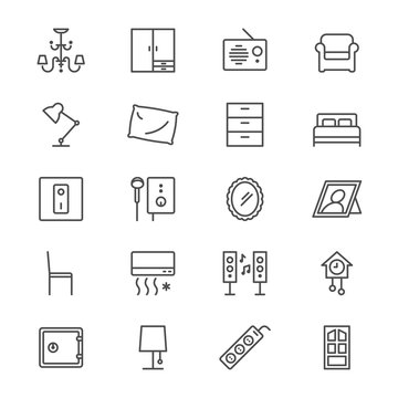 Home furniture thin icons