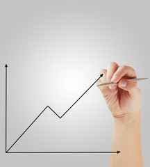 Businessman drawing graphics  growing graph