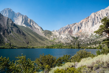 View of Convict Lake in the Sierra Nevadas of California.
