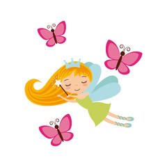 fairy girl icon over white background. colorful design. vector illustration