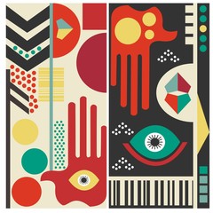 Vector set. Background in the style of the 80s. Retro.