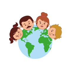 Obraz premium colorful world with family faces vector illustration