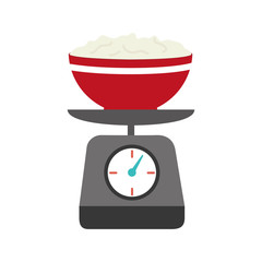 full color kitchen weight scale with bowl and mixture vector illustration