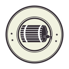 circular stamp with beer barrel vector illustration