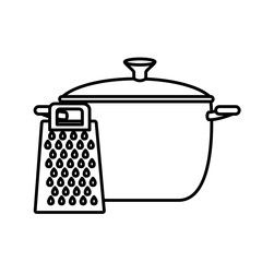 silhouette cooking pot with grater vector illustration