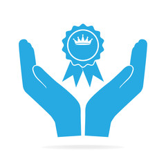 Award in hand icon, recommend, appreciate concept