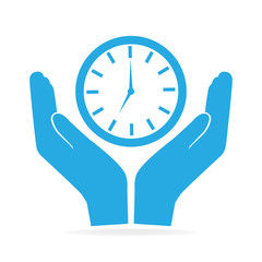 Clock in hand icon illustration