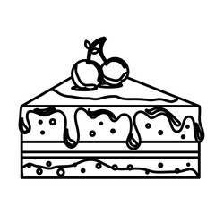 silhouette dessert with cream and cherry vector illustration