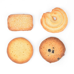 short pastry cookies isolated on white background
