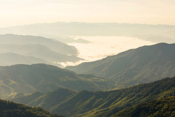 Layers of mountain and misty, north of Thailand.