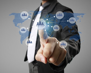 Hand touch virtual a icon social network