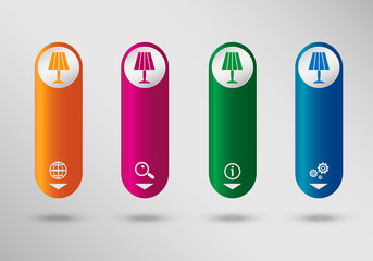 Table lamp icon on vertical infographic design template, can be