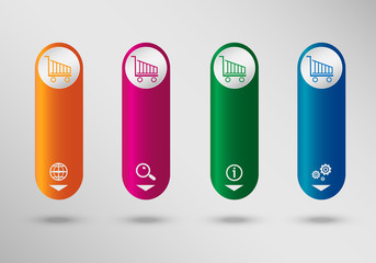Shopping cart on vertical infographic design template, can be us