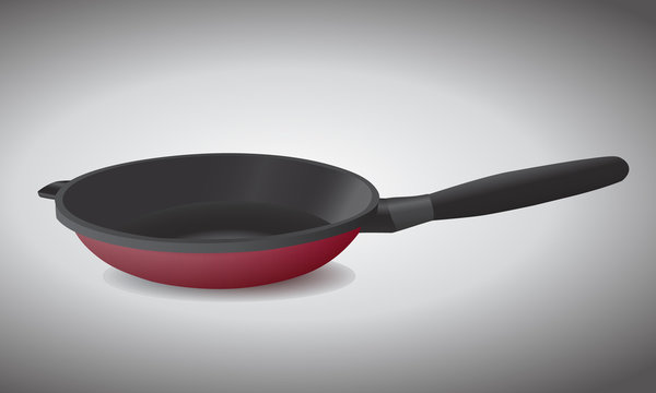 Red frying pan. Vector illustration