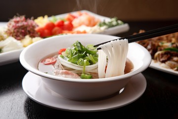 Fresh beef and onion, light and delicious beef rice noodle made of ingredients
