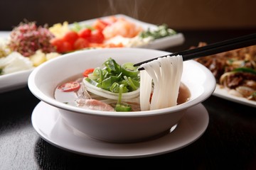 Fresh beef and onion, light and delicious beef rice noodle made of ingredients