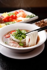 Fresh beef and onion, light and delicious beef rice noodle made of ingredients
