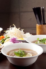 Fresh beef and onion, light and delicious beef rice noodle made of ingredients