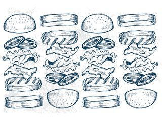 Hand drawn fast food pattern