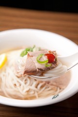 Fresh beef and onion, light and delicious beef rice noodle made of ingredients