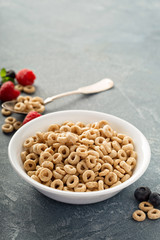 Healthy cold cereal in a white bowl