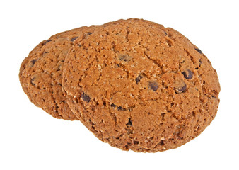 Chocolate chip cookies isolated on white background
