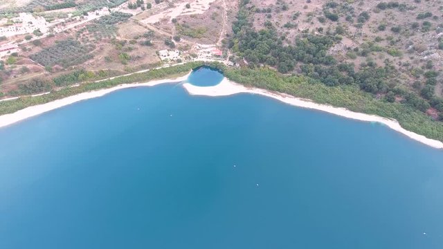 flying above beautiful Lake Kournas at Crete