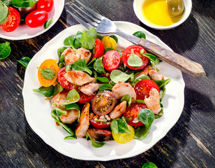 Healthy chicken salad. Healthy diet eating.