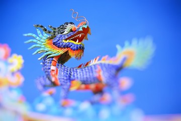 the chinese dragon in the chinese temple in thailand
