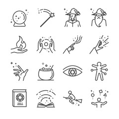 Magic and spell icons set