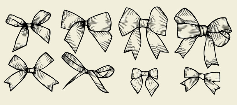 Set of bows, hand drawn