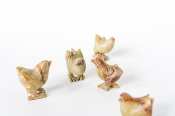 chicken sculpture, decorate,  Decorative sculpture rooster on white background . chicken sculpture isolate. Rock sculpture of cock .
