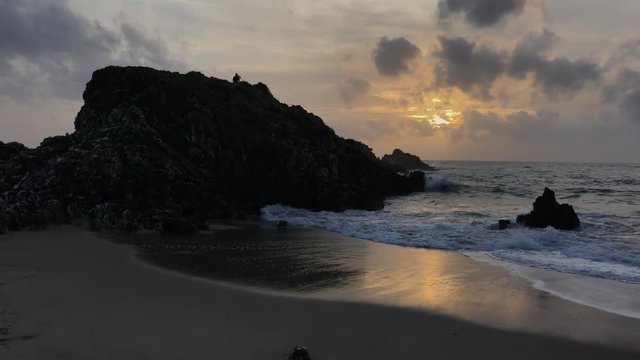 Cilento sunset on the beach, Italy, 4K