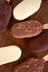 ice cream on wooden surface
