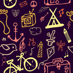 pattern of doodles on a summer vacation. vector. hand drawing
